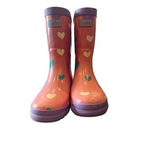 Hatley Kids Girl's Hearts Print Rubber Rain Boots,‎ Size 11